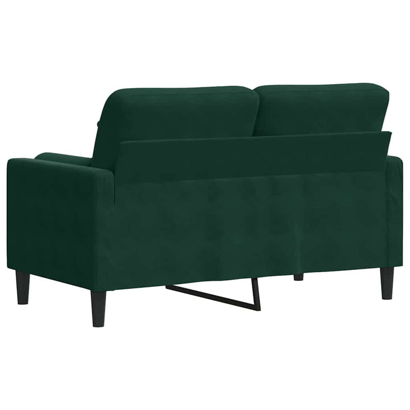 Canapea cu 2 locuri cu pernuțe, verde închis, 120 cm, catifea