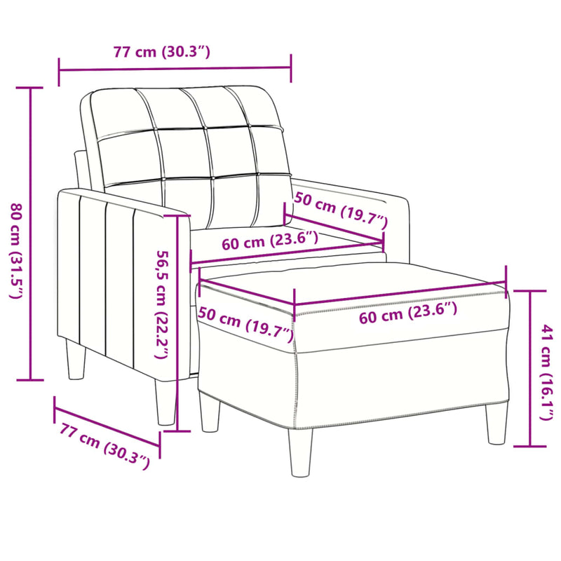 Fotoliu canapea cu taburet, roz, 60 cm, catifea