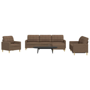 Set de canapele cu taburet, 4 piese, maro, textil
