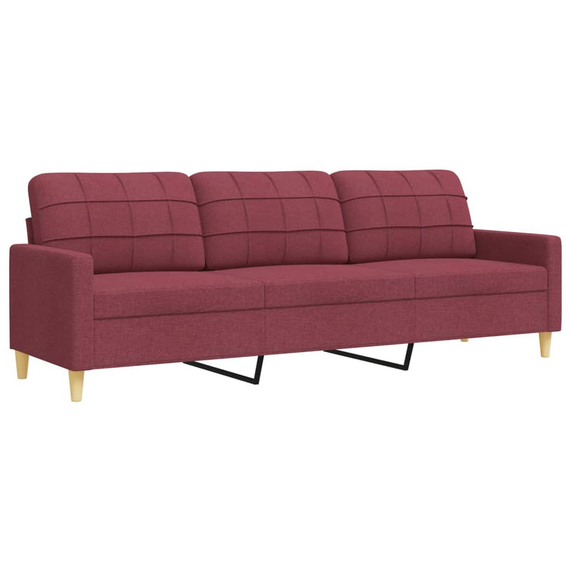 Set canapele cu taburet, 4 piese, roșu vin, material textil
