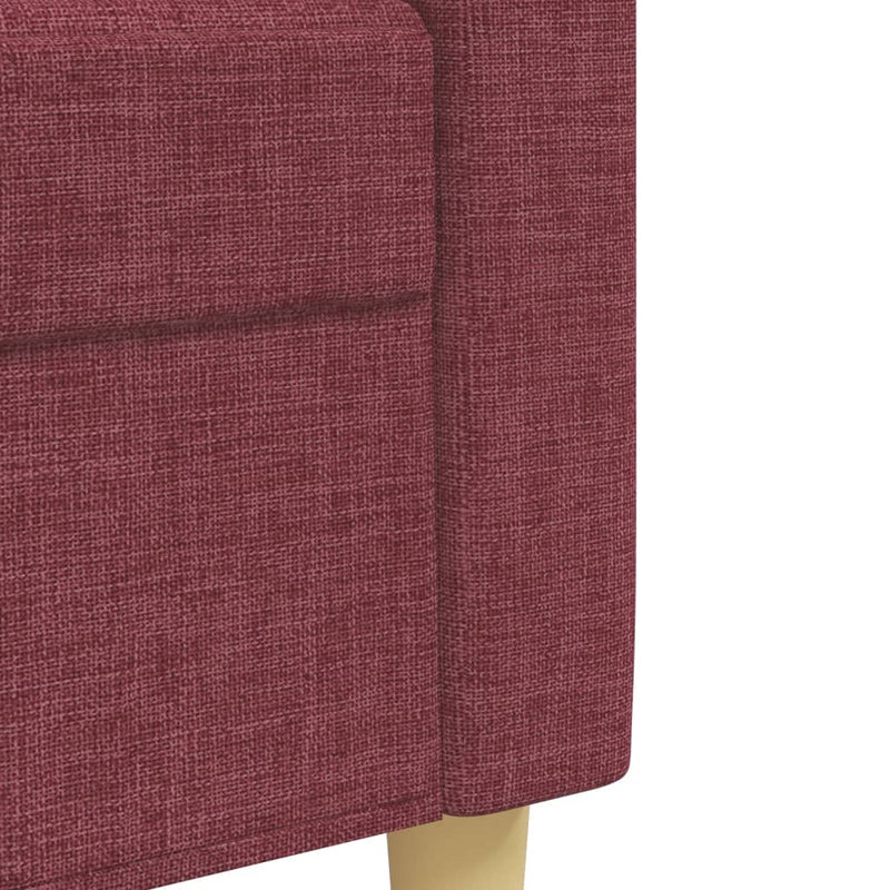 Set canapele cu taburet, 4 piese, roșu vin, material textil