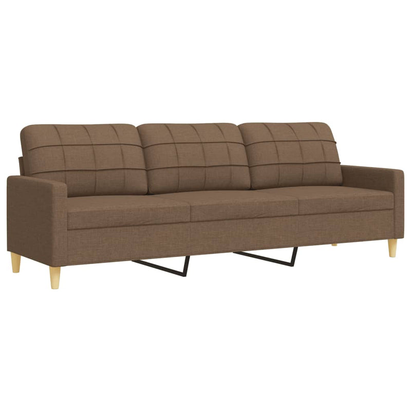 Set canapele cu taburet și perne, 4 piese, maro, textil