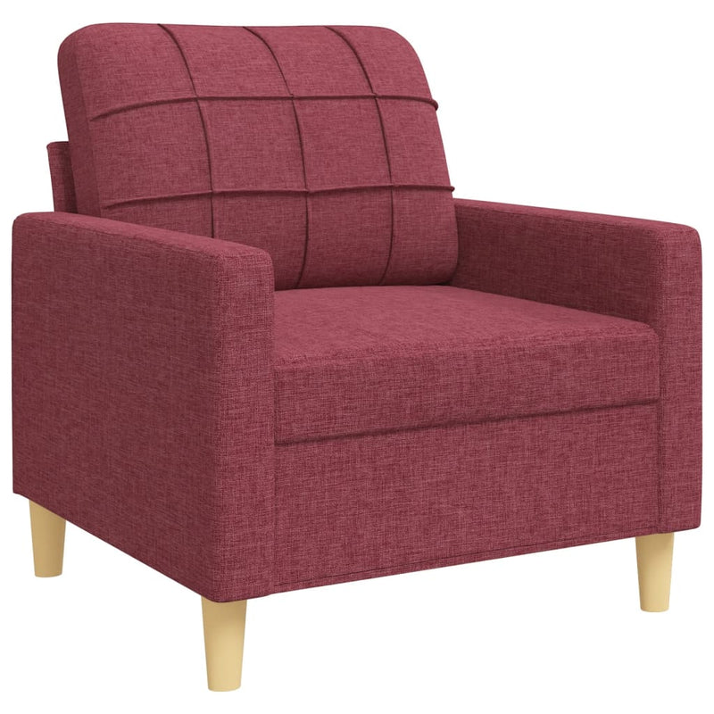 Set canapele cu taburet și perne, 4 piese, roșu vin, textil