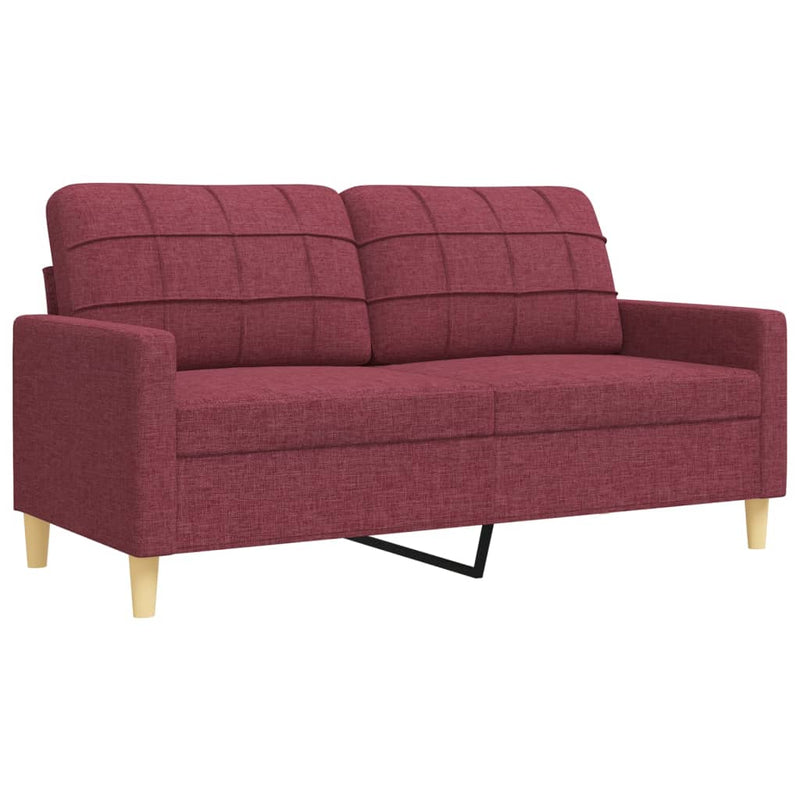 Set canapele cu taburet și perne, 4 piese, roșu vin, textil