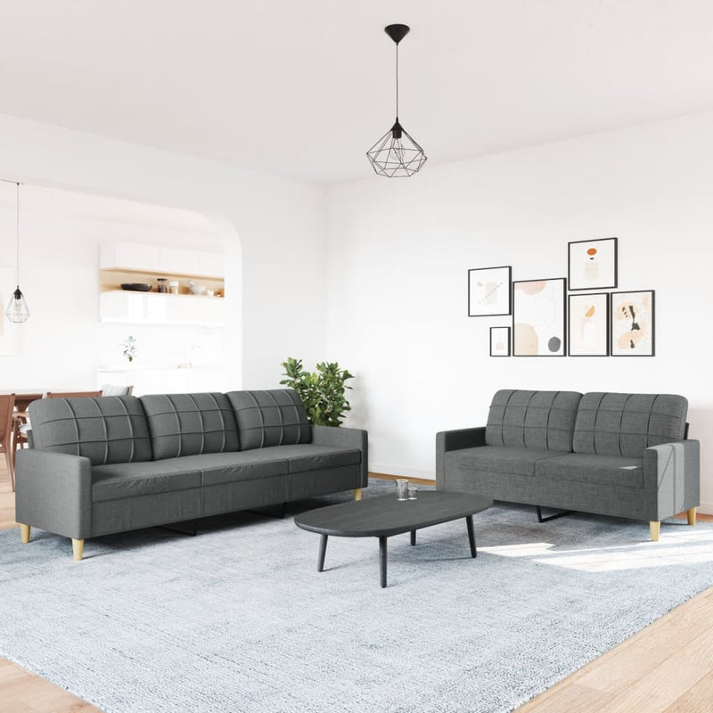 Set de canapele, 2 piese, gri închis, material textil