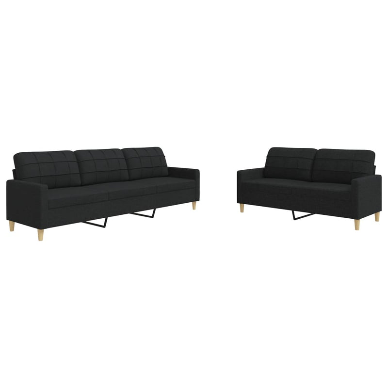 Set de canapele, 2 piese, negru, material textil