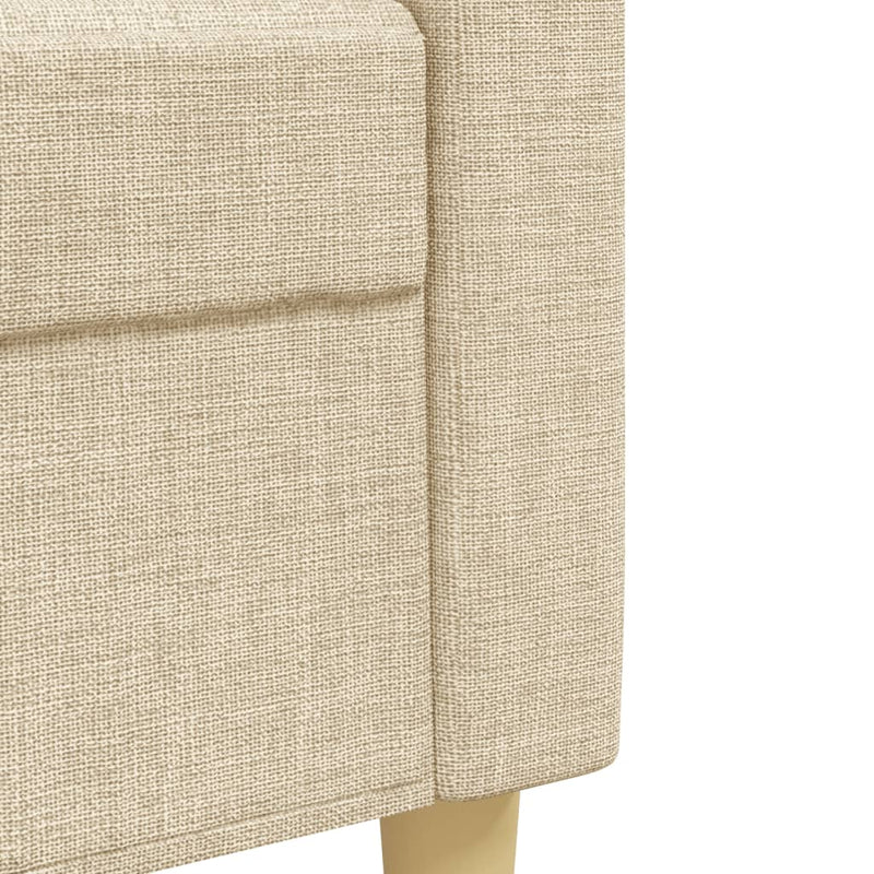 Set de canapele cu taburet, 3 piese, crem, textil