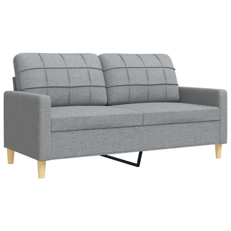 Set canapele cu taburet și perne, 3 piese, gri deschis, textil