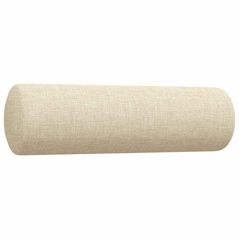 Set canapele cu taburet și perne, 3 piese, crem, textil