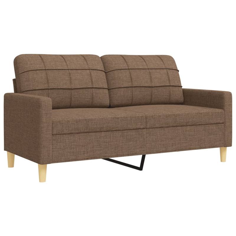 Set canapele cu taburet și perne, 3 piese, maro, textil