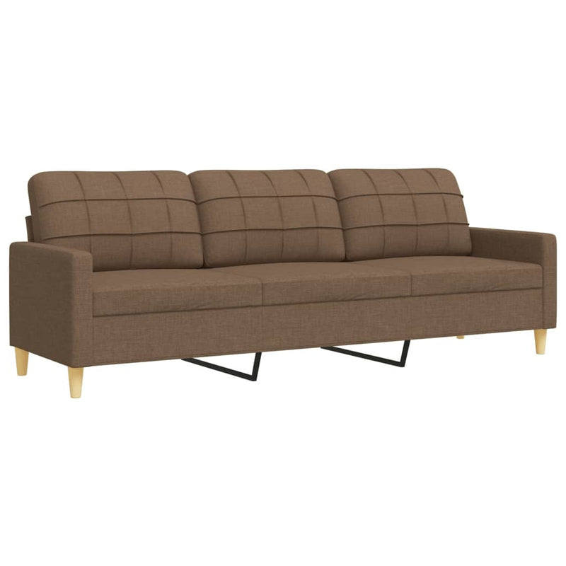 Set canapele cu taburet și perne, 3 piese, maro, textil