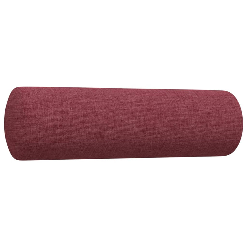 Set canapele cu taburet și perne, 3 piese, roșu vin, textil