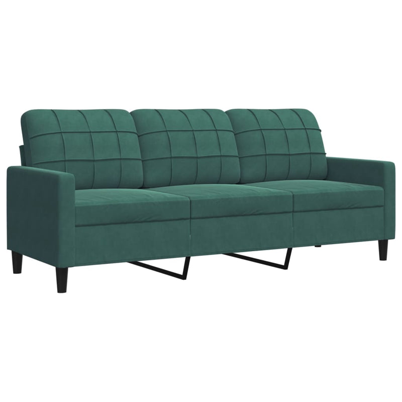 Set de canapele cu perne, 4 piese, verde închis, catifea