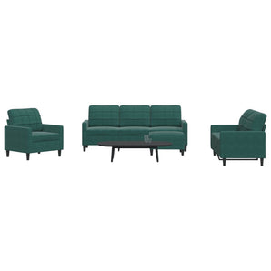 Set de canapele cu perne, 4 piese, verde închis, catifea