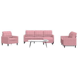 Set de canapele cu perne, 4 piese, roz, catifea