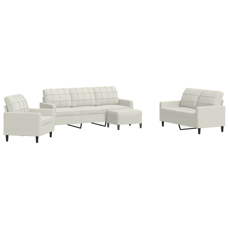 Set de canapele cu perne, 4 piese, crem, catifea