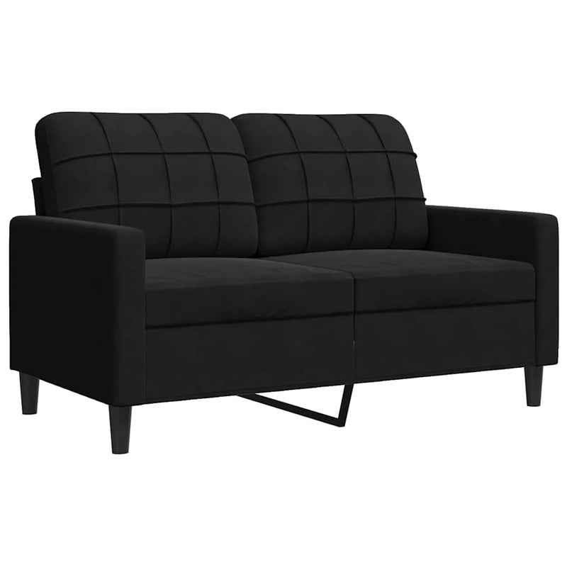 Set de canapele cu perne/rulouri, 3 piese, negru, catifea
