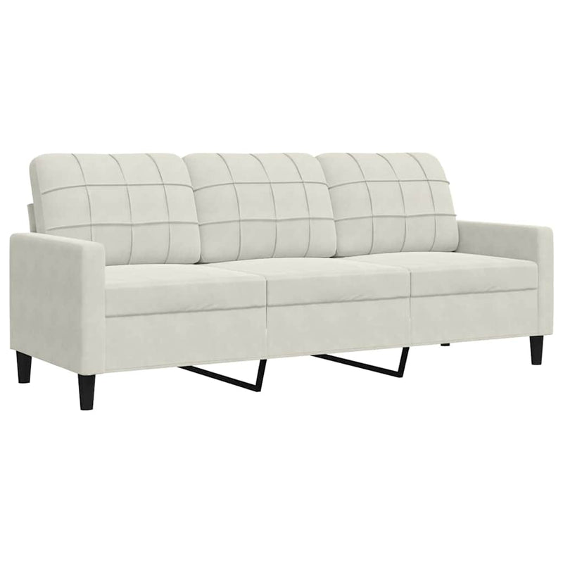 Set de canapele cu perne, 3 piese, crem, catifea