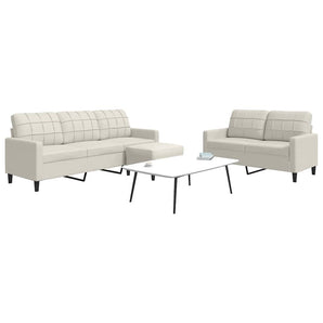 Set de canapele cu perne, 3 piese, crem, catifea