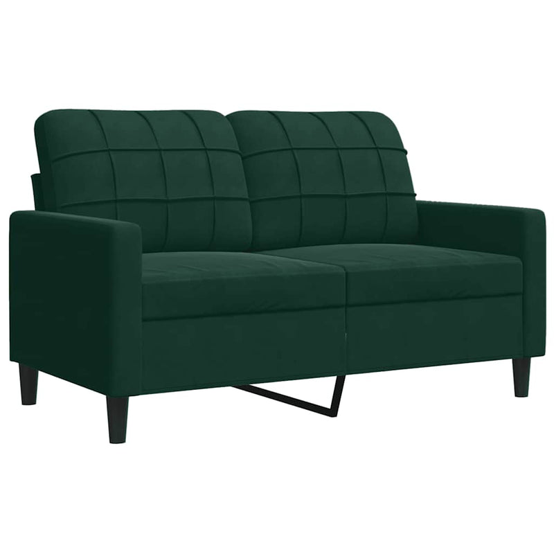 Set canapele cu perne/rulouri, 2 piese, verde închis, catifea