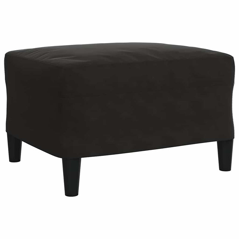 Set de canapele cu perne/rulouri, 3 piese, negru, catifea