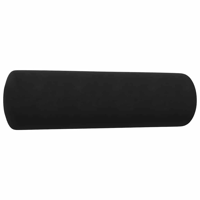 Set de canapele cu perne/rulouri, 3 piese, negru, catifea
