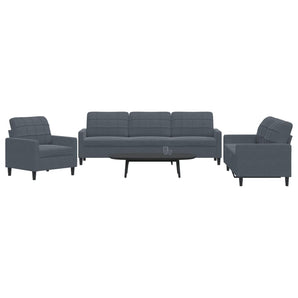 Set de canapele cu perne, 3 piese, gri închis, catifea