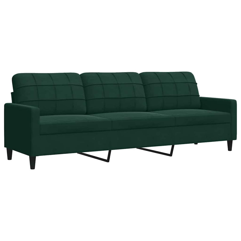 Set de canapele cu perne, 3 piese, verde închis, catifea