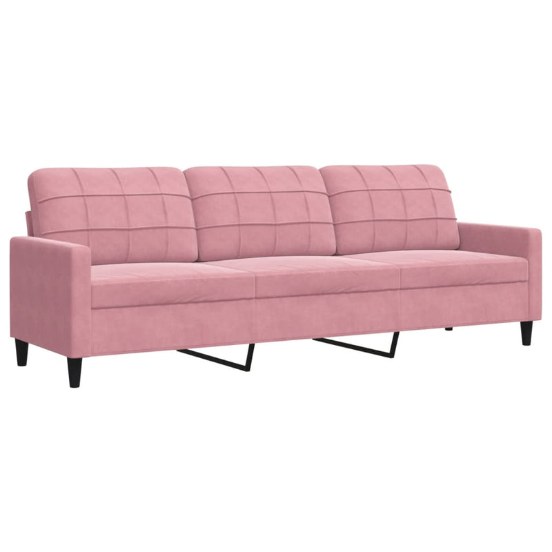 Set de canapele cu perne, 3 piese, roz, catifea
