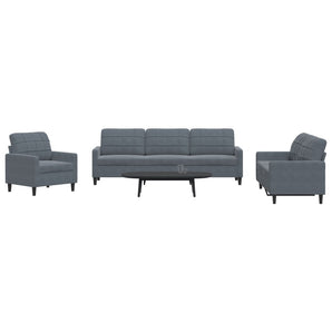Set de canapele cu perne, 4 piese, gri închis, catifea