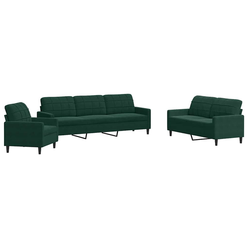 Set de canapele cu perne, 4 piese, verde închis, catifea