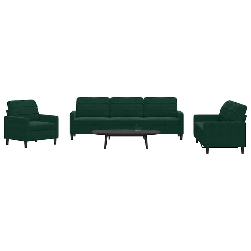 Set de canapele cu perne, 4 piese, verde închis, catifea