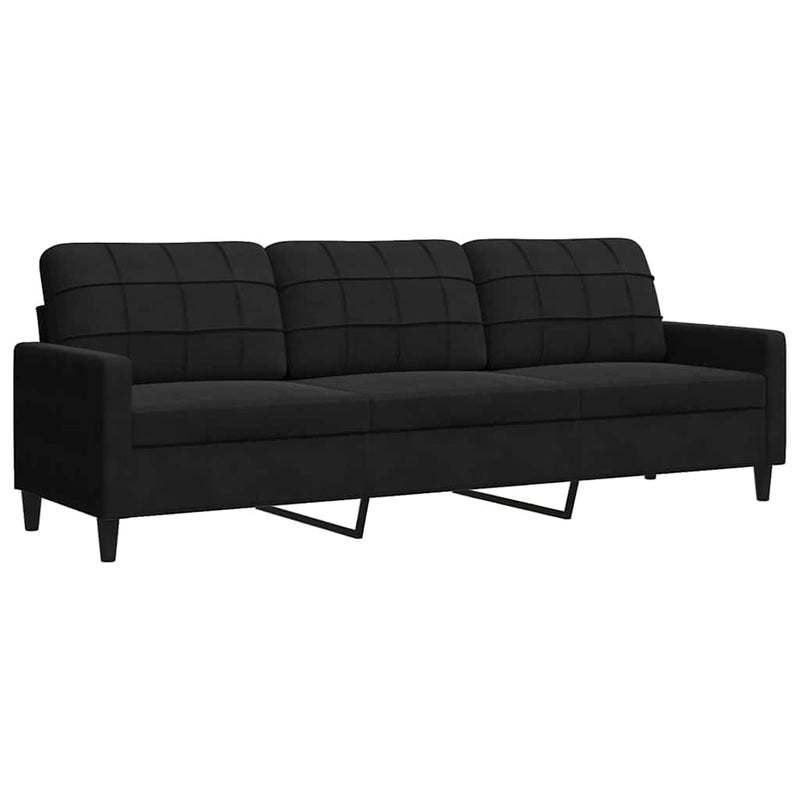 Set de canapele cu perne/rulouri, 4 piese, negru, catifea