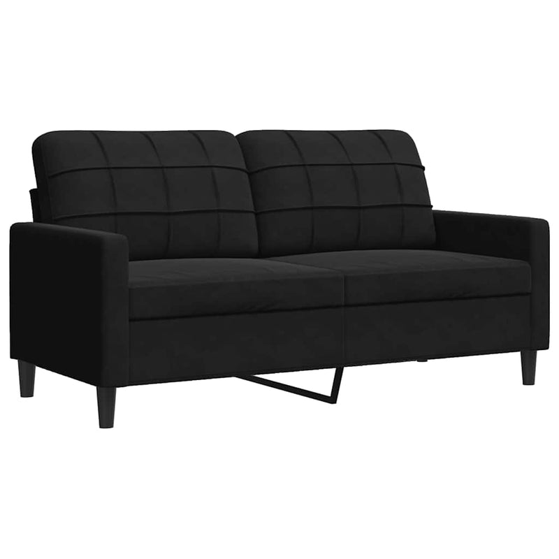 Set de canapele cu perne/rulouri, 4 piese, negru, catifea