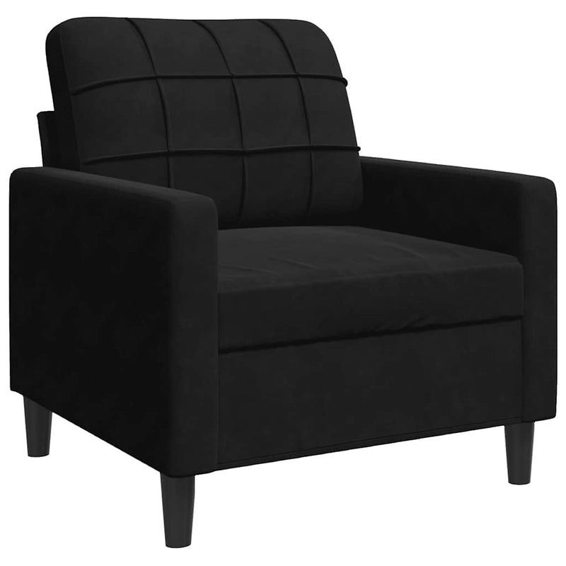 Set de canapele cu perne/rulouri, 4 piese, negru, catifea
