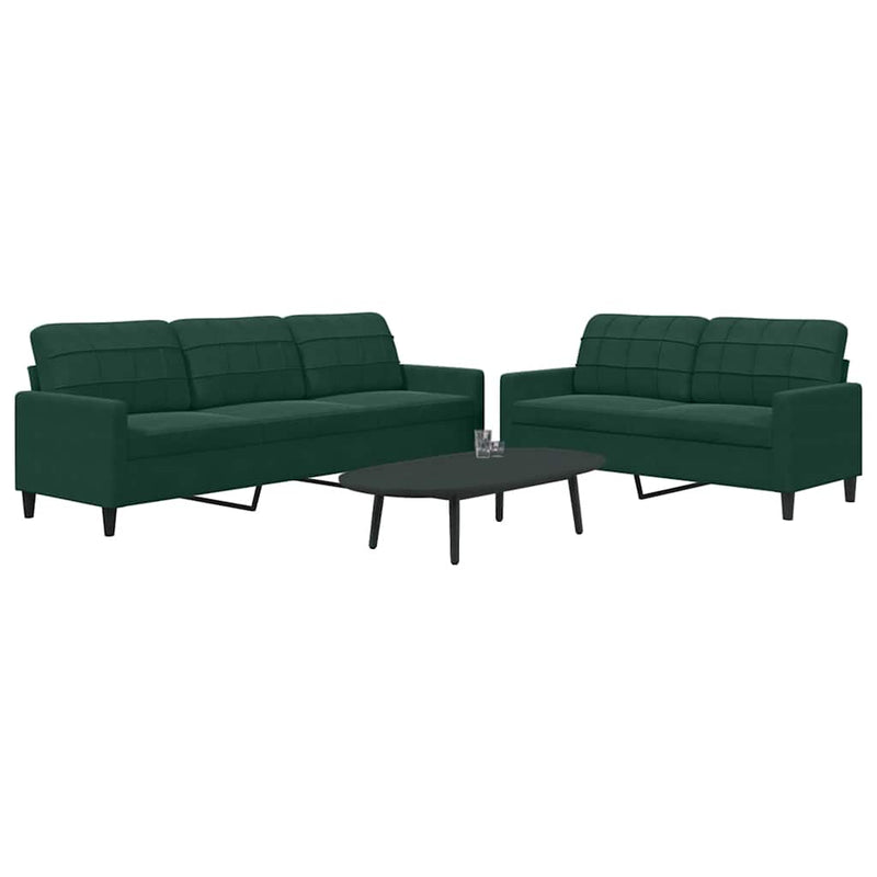 Set de canapele cu perne, 2 piese, verde închis, catifea