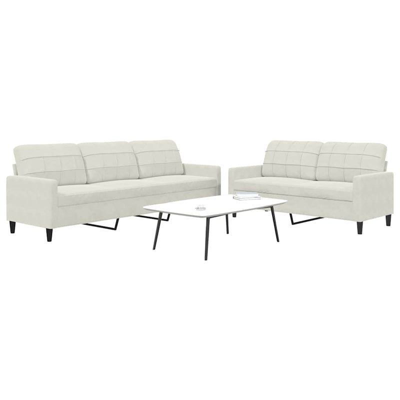 Set de canapele cu perne, 2 piese, crem, catifea