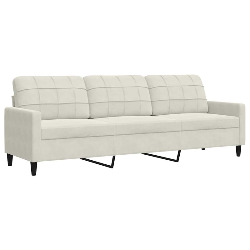 Set de canapele cu perne, 3 piese, crem, catifea
