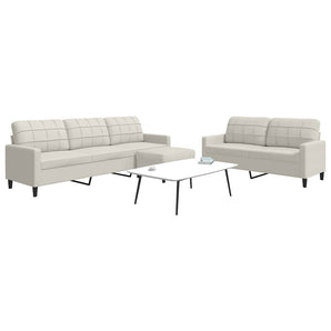 Set de canapele cu perne, 3 piese, crem, catifea