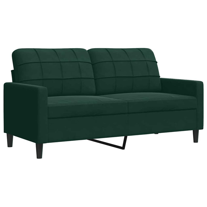 Set canapele cu perne/rulouri, 2 piese, verde închis, catifea