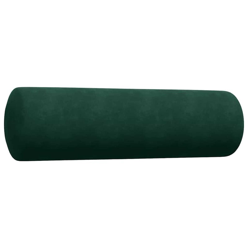 Set canapele cu perne/rulouri, 2 piese, verde închis, catifea