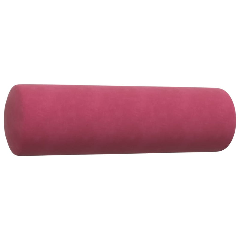 Set canapea cu perne/rulouri, 3 piese, roșu vin, catifea