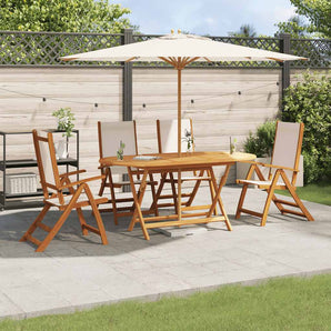 Set mobilier de grădină, 5 piese, lemn masiv acacia/textilenă
