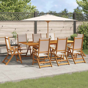 Set mobilier de grădină, 9 piese, lemn masiv acacia/textilenă
