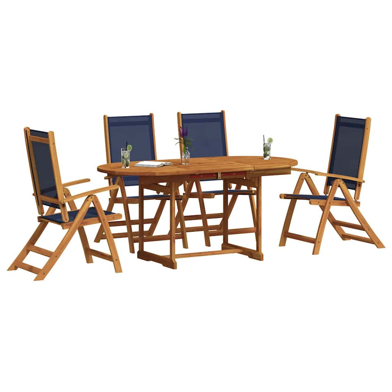 Set mobilier de grădină, 5 piese, lemn masiv acacia/textilenă