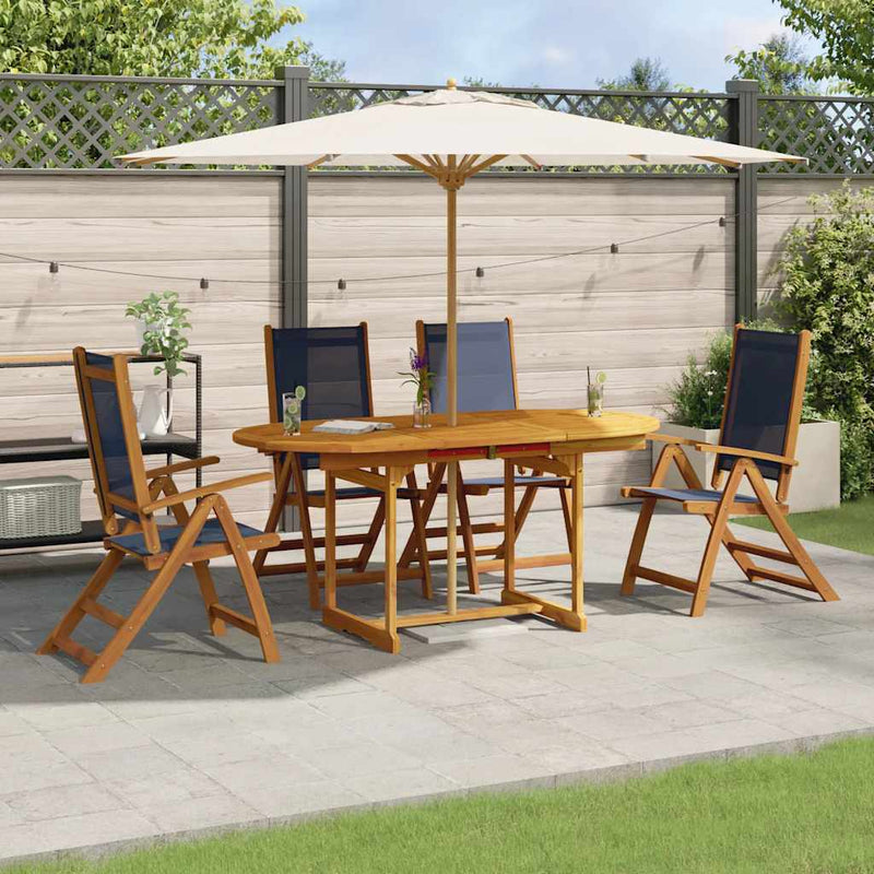 Set mobilier de grădină, 5 piese, lemn masiv acacia/textilenă