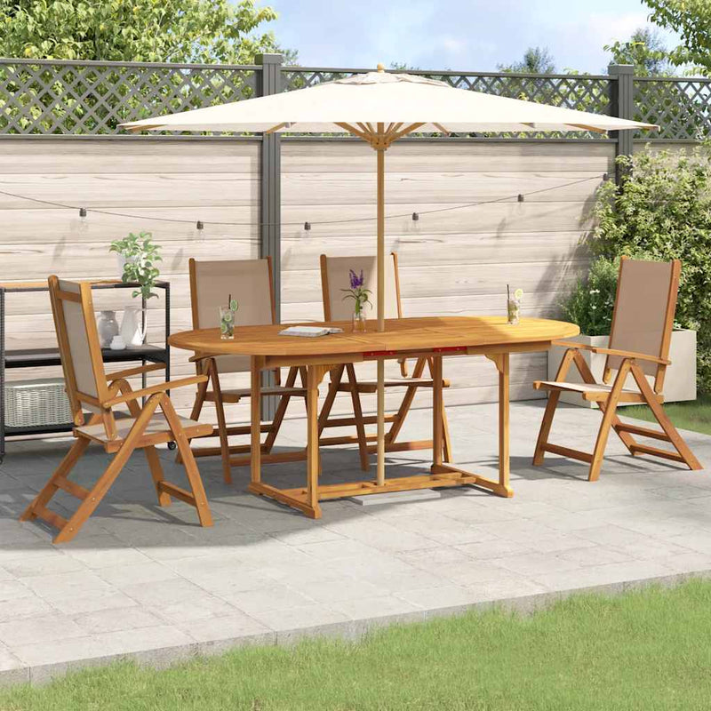 Set mobilier de grădină, 5 piese, lemn masiv acacia/textilenă