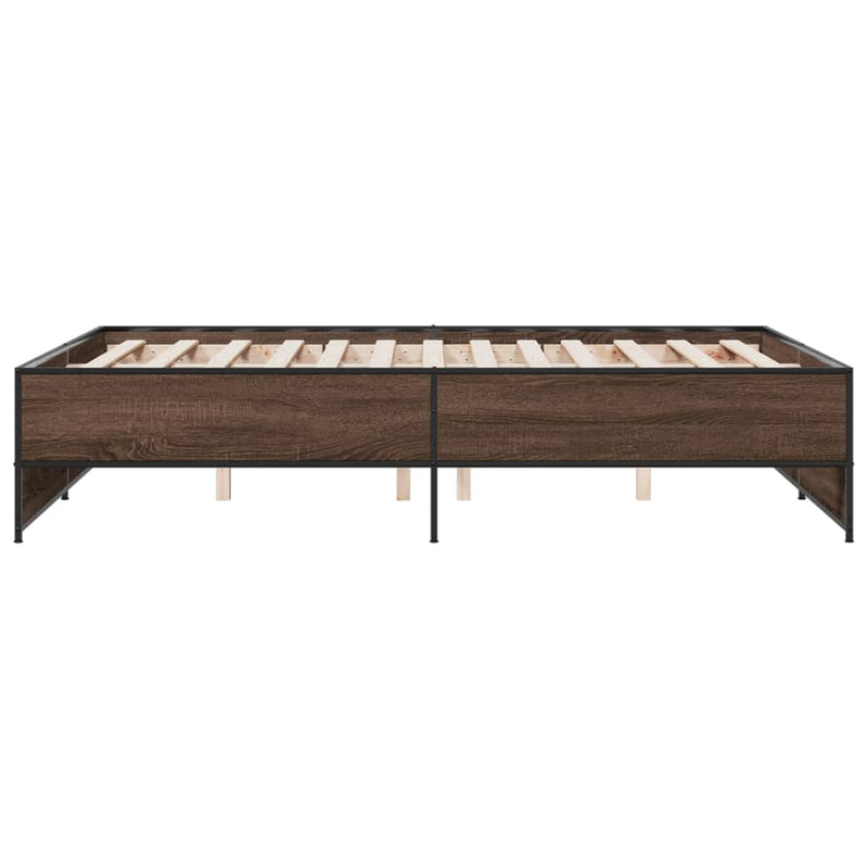 Cadru de pat, stejar maro, 140x190 cm, lemn prelucrat și metal