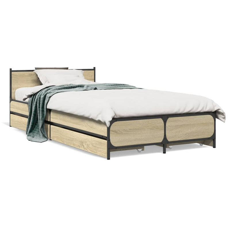 Cadru de pat cu sertare stejar sonoma 75x190 cm lemn prelucrat