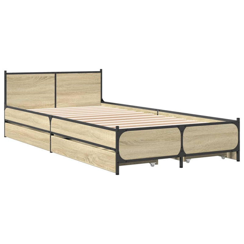Cadru de pat cu sertare stejar sonoma 75x190 cm lemn prelucrat